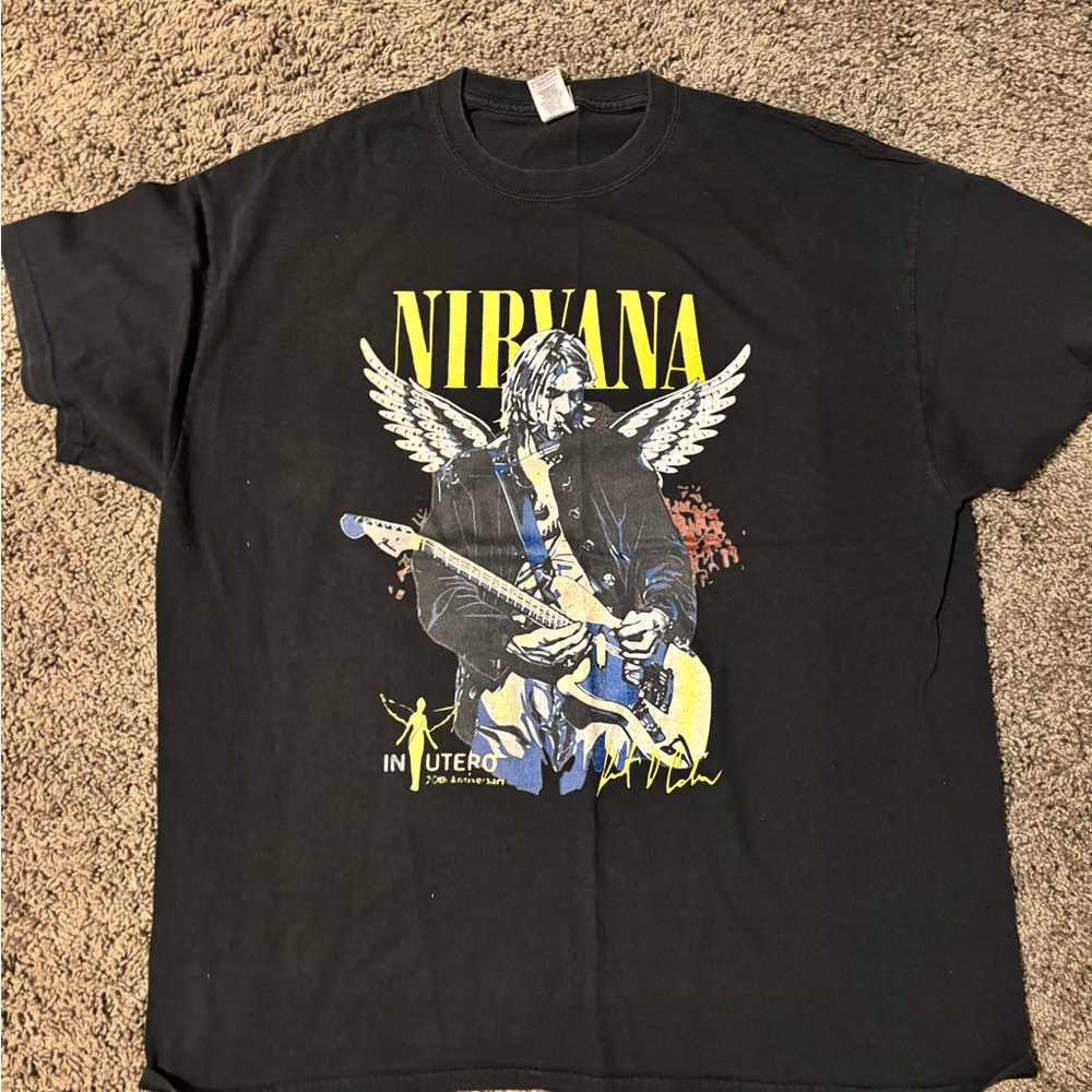 NIRVANA Black and Yellow Graphic Tee